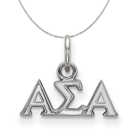 Sterling Silver Alpha Sigma Alpha XS (Tiny) Greek Necklace - 24 Inch - Picture 1 of 8